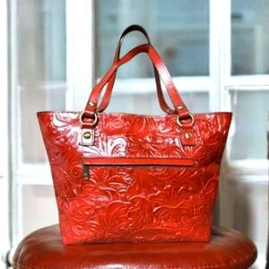 Patricia Nash Red Tooled Tote